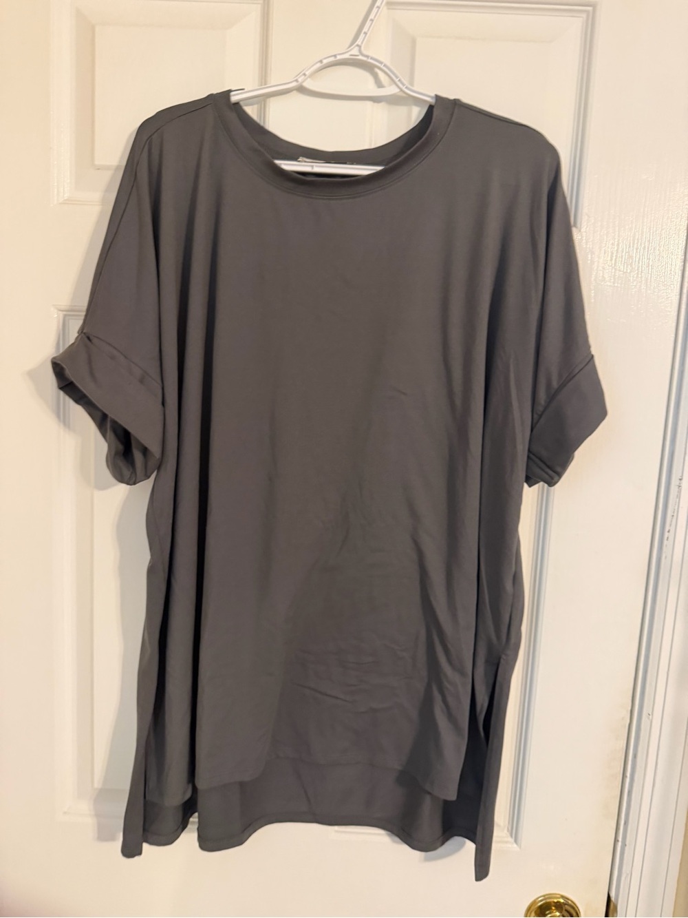 Zenana Outfitters Charcoal Gray Tunic Biker Set